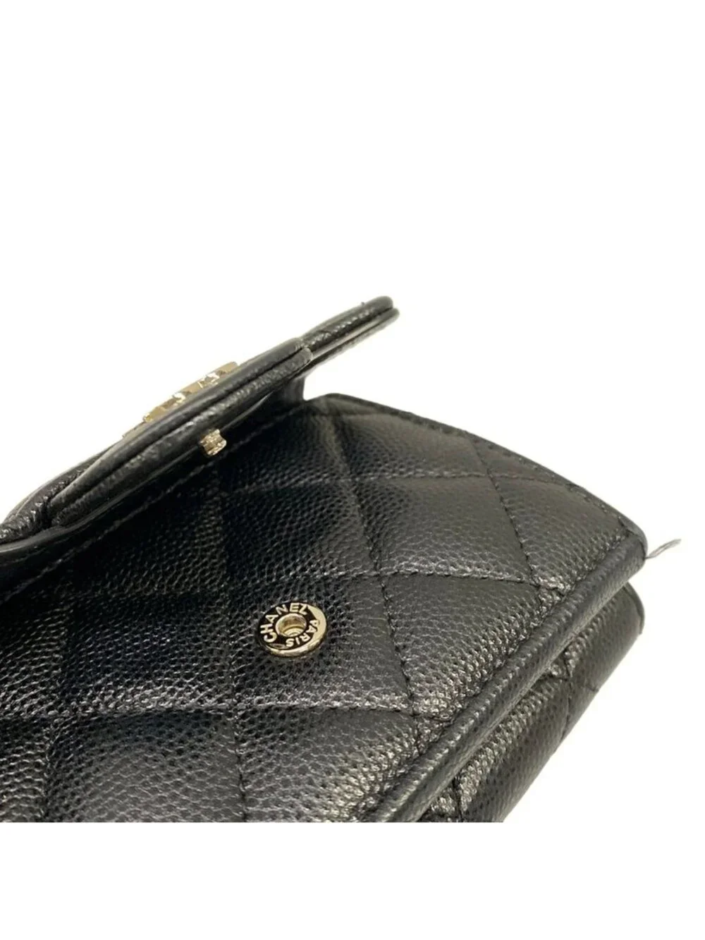 Chanel Trifold Wallet Classic Small Flap Quilted Black Silver
